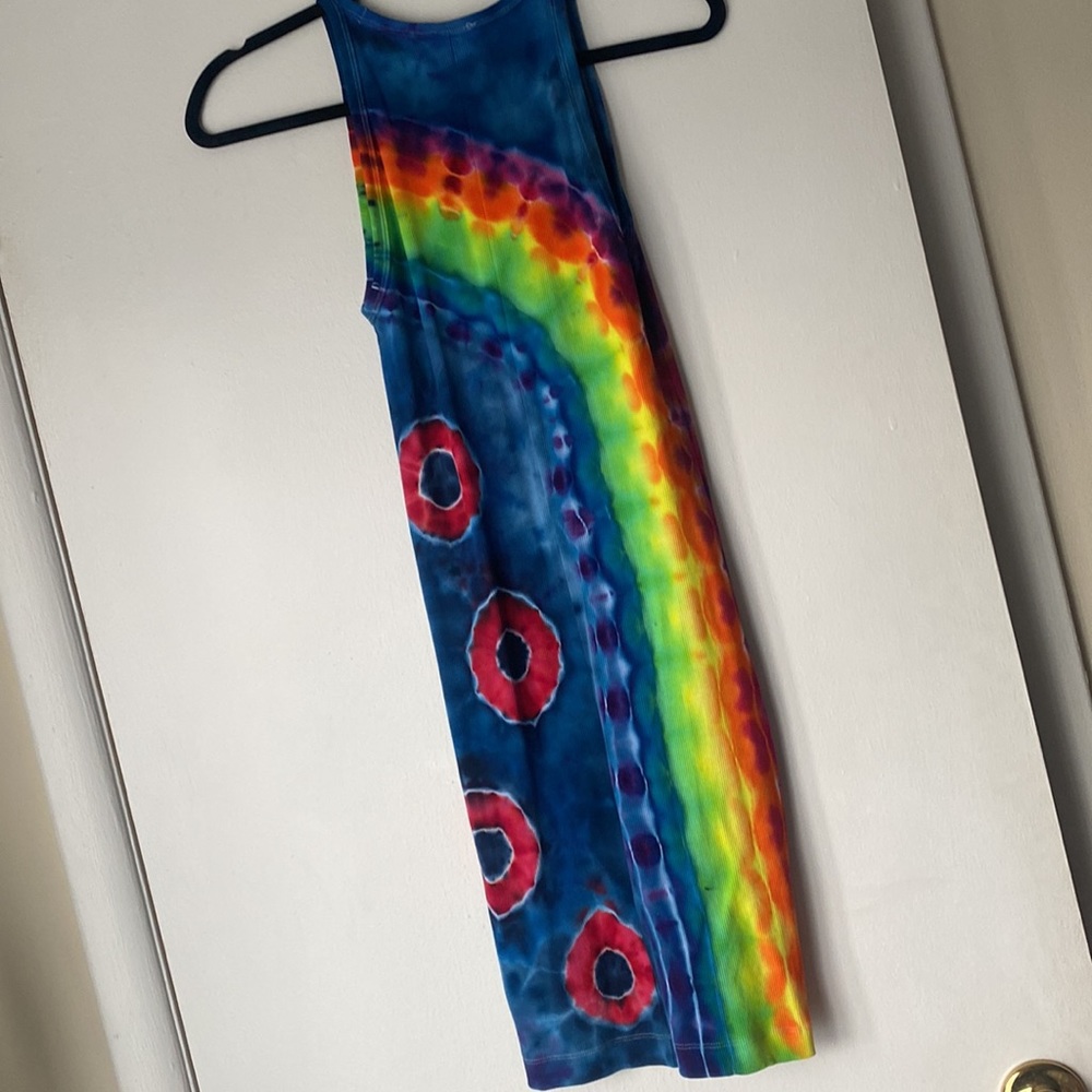 Phish donut tie dye dress ribbed tank dress stretchy - Picture 2 of 9